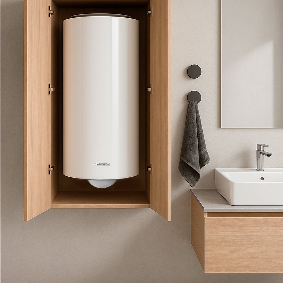 Armored vertical wall-mounted electric water heater 200 L