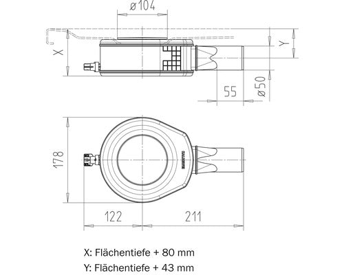 Shower drain horizontal Mod. 4103 with hair trap cover chrome 687772560999
