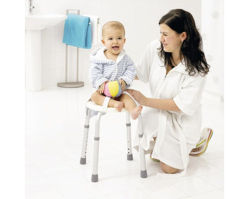 Bathroom stool Sam round white height adjustable