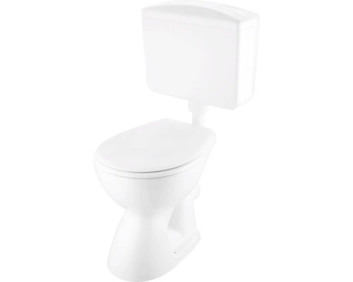 washdown toilet set with rim, glossy white, with WC seat and cistern CCKZ1012561975