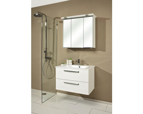 Bathroom furniture set WxHxD 77 x 200 x 50 cm Front color white high gloss with mineral cast washbasin white 99.77012509