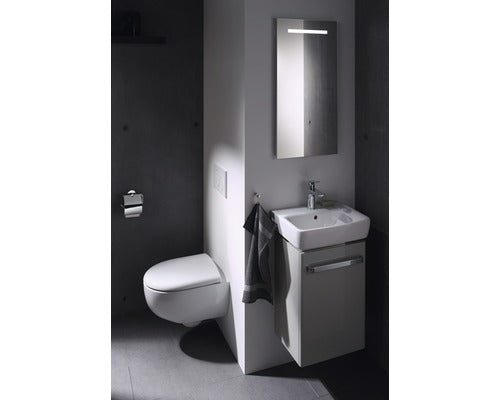 Compact wall-mounted washdown toilet without rim, glossy white, with sound insulation set and WC seat with automatic lowering and quick-release CG04000000
