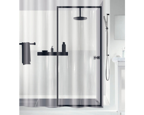 Shower curtain Illusion 180 x 200 cm transparent/black