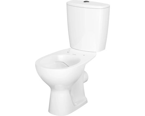Product features of the white, rimless wall-mounted toilet set TWO with toilet seat.