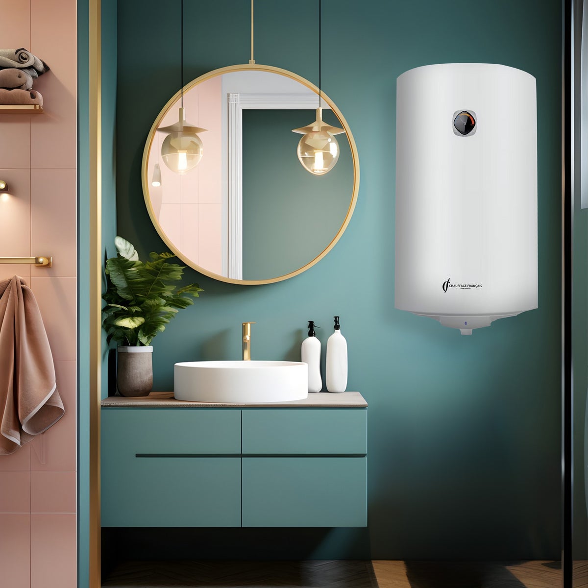 Armored vertical wall-mounted electric water heater 100 L