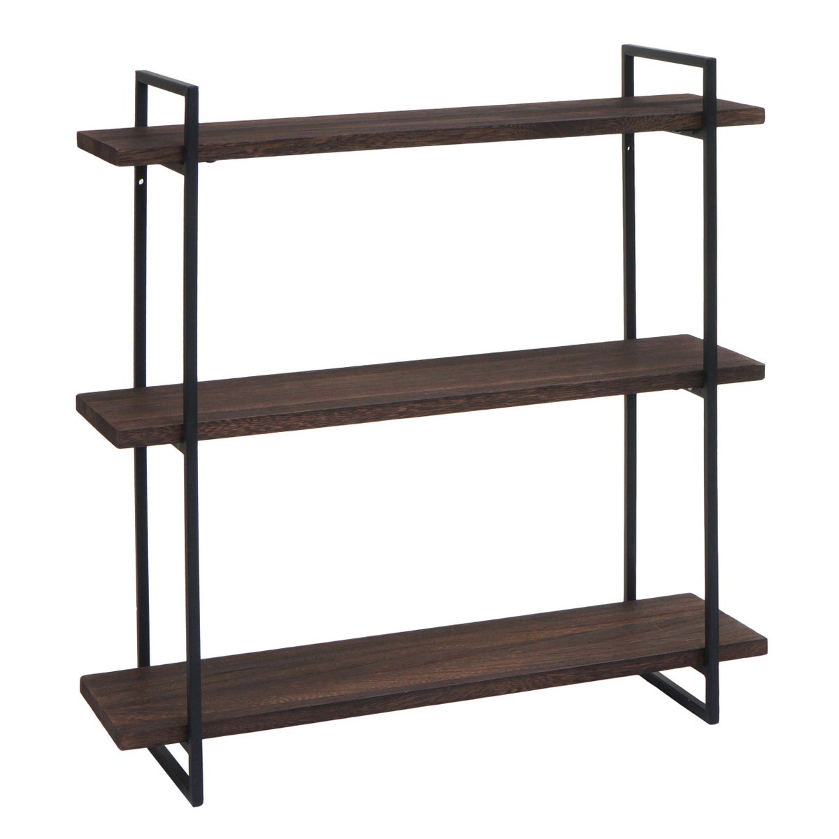 wall shelf HxWxD 60x60x18cm 3 shelves solid wood industrial dark brown hanging shelf floating shelf