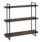 wall shelf HxWxD 60x60x18cm 3 shelves solid wood industrial dark brown hanging shelf floating shelf
