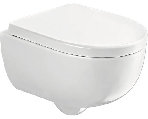 Compact wandcloset zonder rand, glanzend wit, met geluidsisolatieset en wc-bril met automatische verlaging en snelontgrendeling CG04000000