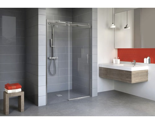 Sliding door in niche Alexa Style 2.0 width 120 cm clear glass profile color chrome
