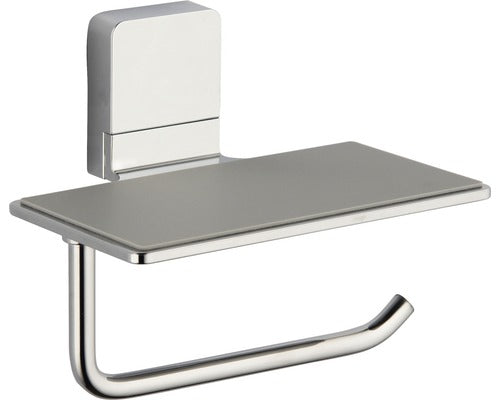 toiletrolhouder Ovaro met plankje magnetisch verchroomd zonder montageplaat