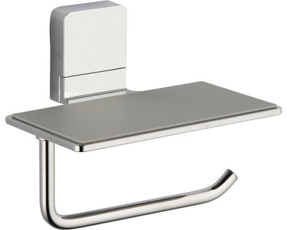 toiletrolhouder Ovaro met plankje magnetisch verchroomd zonder montageplaat