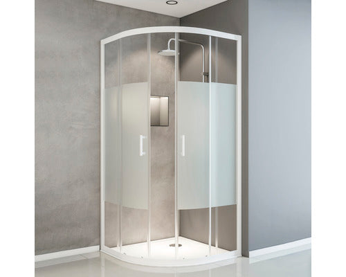 Ronde douche R550 90x90 cm decor Dezent Light profielkleur alpinewit
