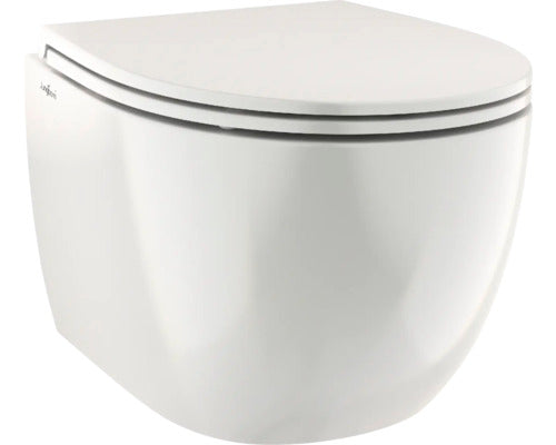 Wandclosetset TWO 52, diepspoel zonder rand, wit met wc-zitting (automatisch neerlatend, snel los te maken, eenvoudig afneembaar) met Turbo Flush-technologie