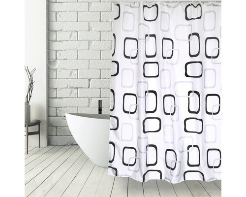 Douchegordijn Vintage Textiel 180 x 200 cm zwart/wit