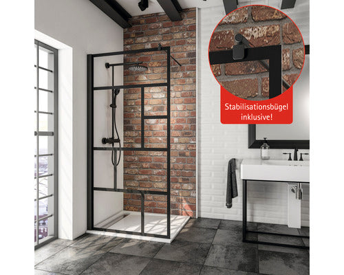 Walk In Alexa Style 2.0 Black Style ExpressPlus 140 cm profiel zwart glas decor Atelier