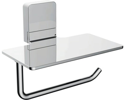 toiletrolhouder Ovaro met plankje magnetisch verchroomd zonder montageplaat