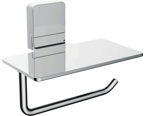 toiletrolhouder Ovaro met plankje magnetisch verchroomd zonder montageplaat