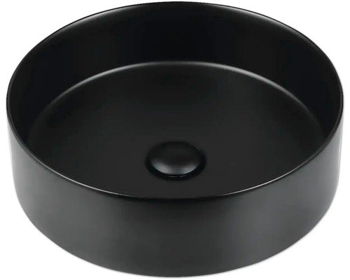 opzetwastafel 40 cm met keramische stop zwart mat inclusief keramische afvoerplug