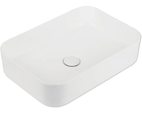 opzetwastafel 50 cm hoogglans wit inclusief keramische afvoerplug